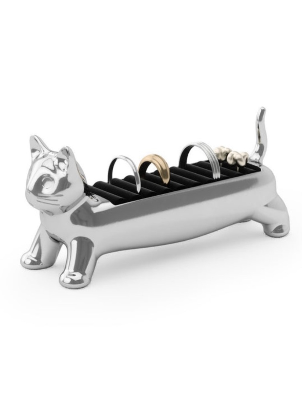 Umbra Ali Cat 9 Ring Holder Silver Designed by Seymer Cruz NWT